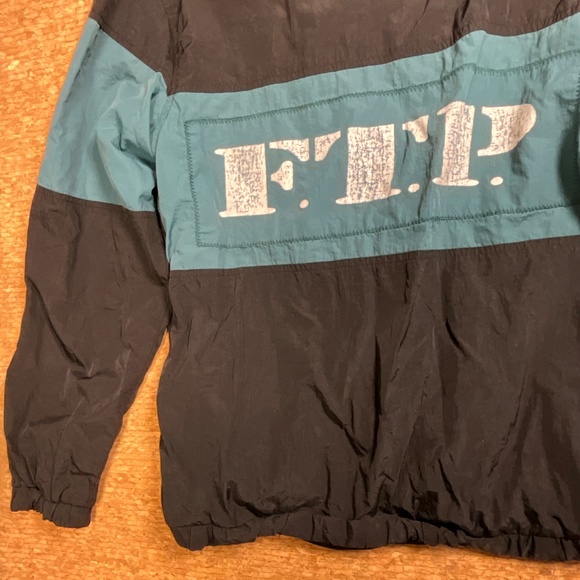 FTP 187 Streetwear Windbreaker Jacket Black Teal Zip Small Rare - Picture 10 of 16